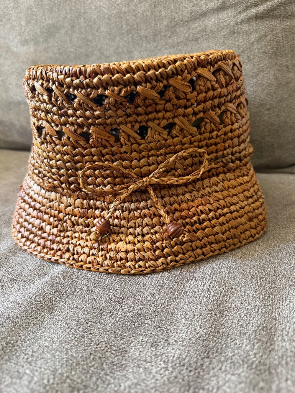 Woven Bucket Hat with bow
